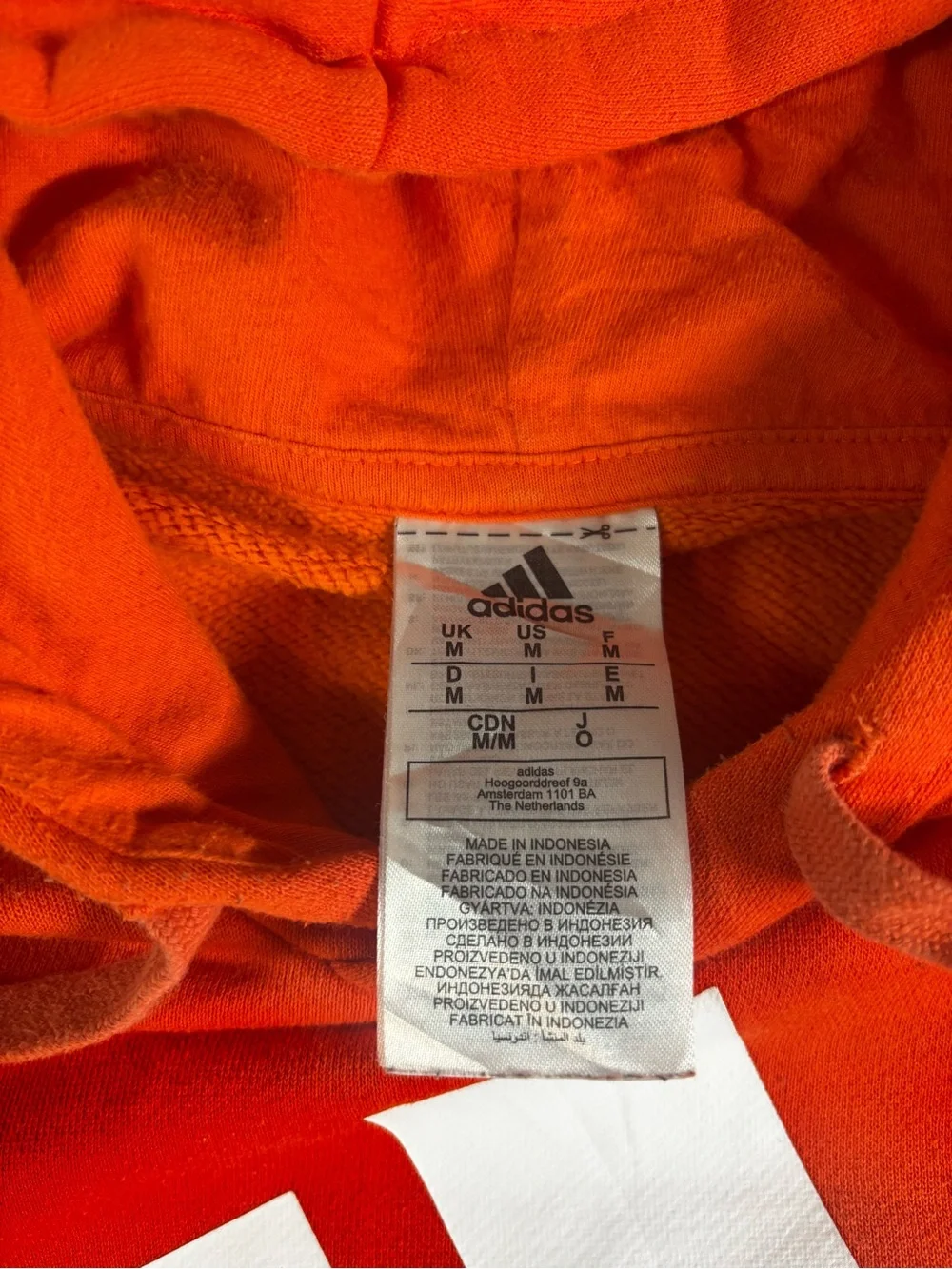 Adidas OrangeHoodie with White Logo and Stripes